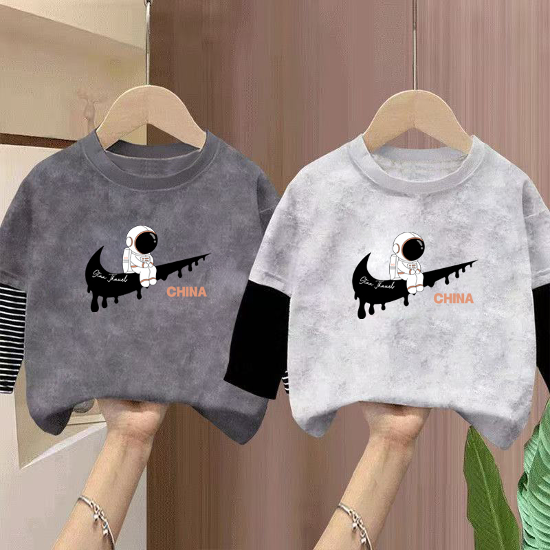 纯棉长袖男女童宝宝圆领T恤