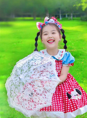 儿童白色蕾丝伞珍珠花边少儿模特走秀伞洛丽塔公主小洋伞拍照道具