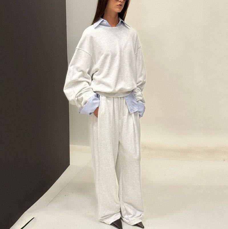 深圳南油欧美学院风麻灰圆领卫衣+松紧腰收裤两件套女,女装/女士精品,时尚套装,淘宝优惠券,粉丝福利购,淘宝优惠卷