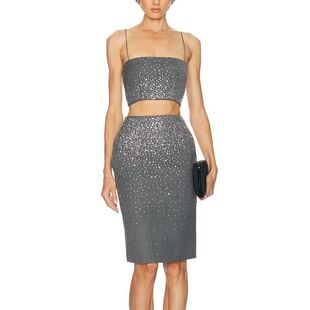 小众轻奢设计雨幕烫钻后拉链性感小抹胸背心吊带上衣