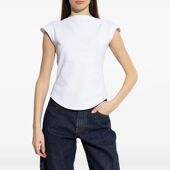 欧美小众设计贝壳领弧开下摆无袖 背心T恤女