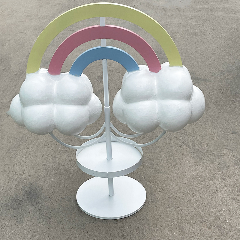 婚礼堂宝宝宴厅彩虹桌花铁艺花器甜品台布置摆放花器宝宝宴迎宾区