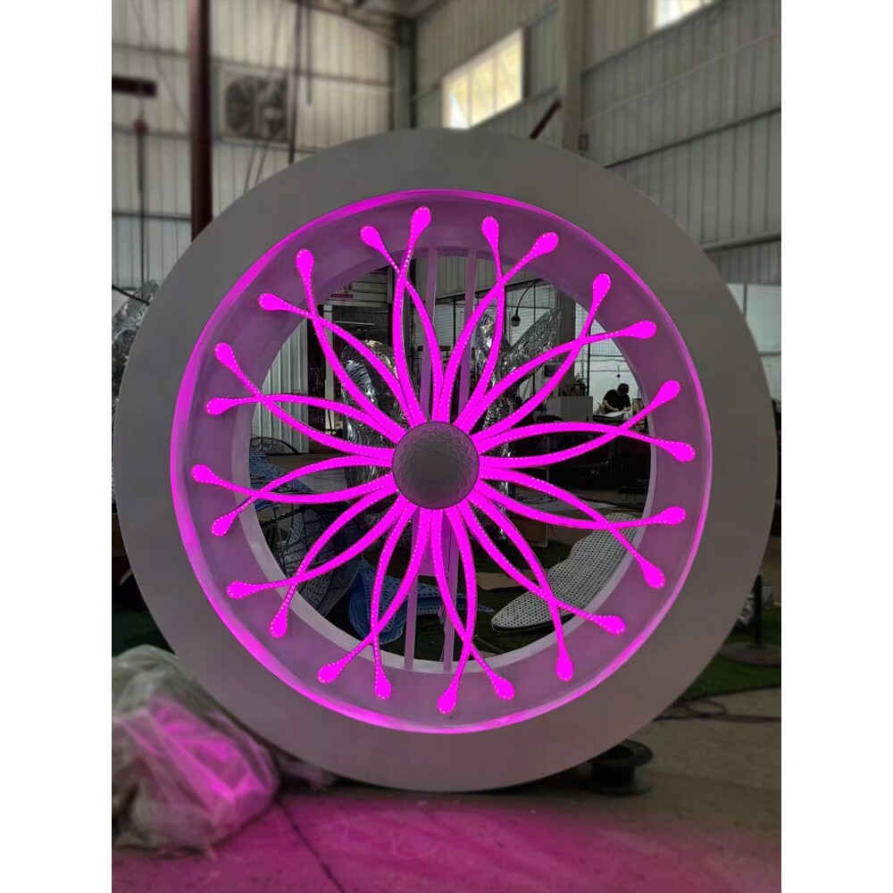 婚庆新款发光转轮时来运转五彩发光超大双叶轮婚礼堂舞台背景装饰