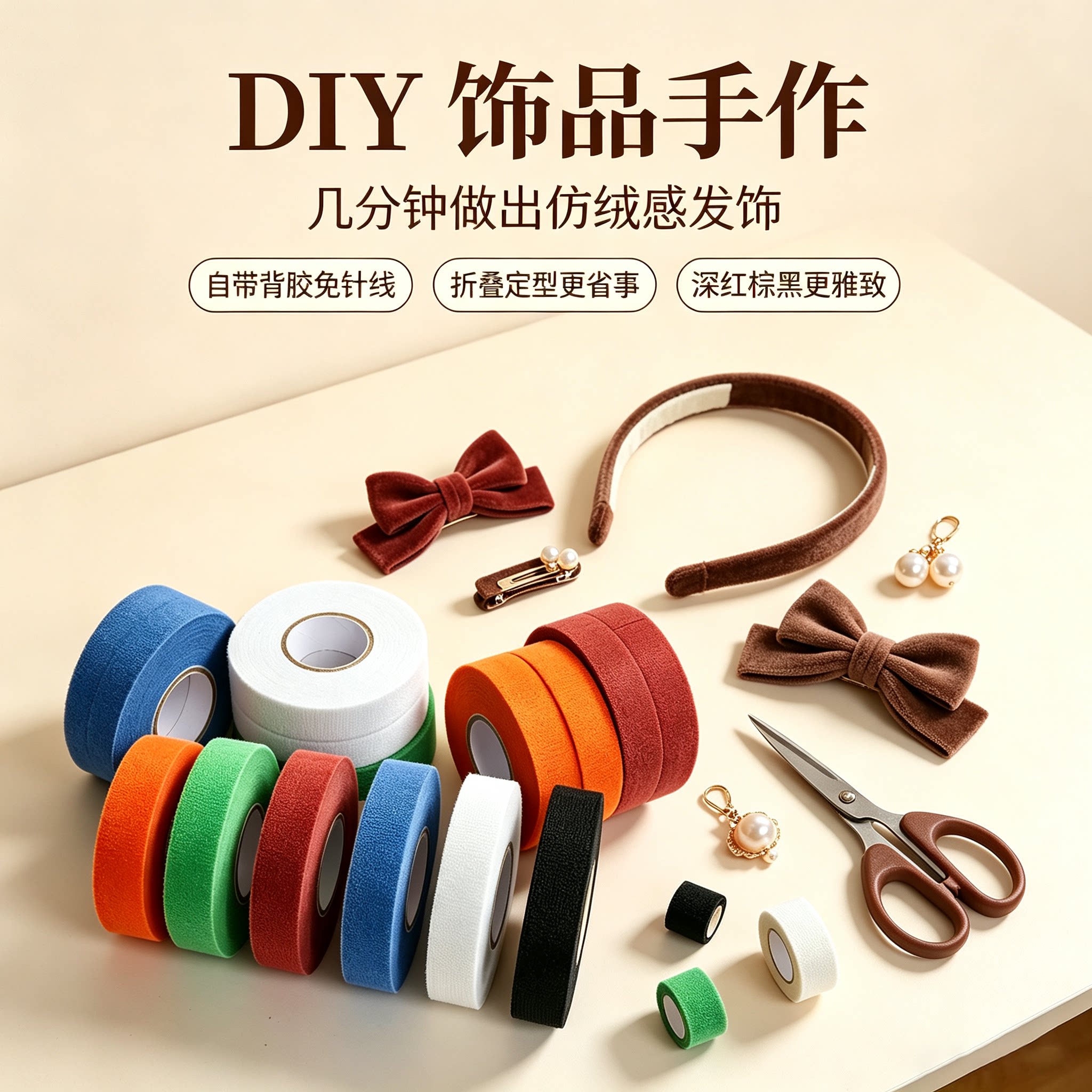 永乐绒布胶带德系汽车线束布基电工毛绒高温环保阻燃中控绝缘胶布