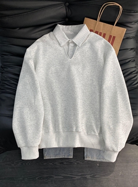 W208重磅秋季假两件卫衣黑色白灰P42M到3XL