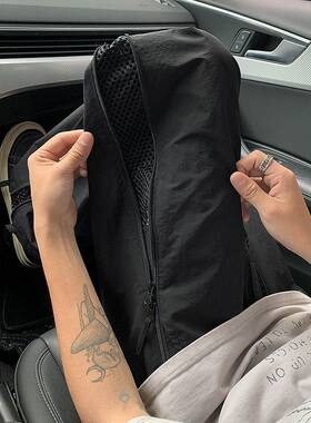 新款拼接美式网眼拉链裤男大码速干阔腿裤K5923