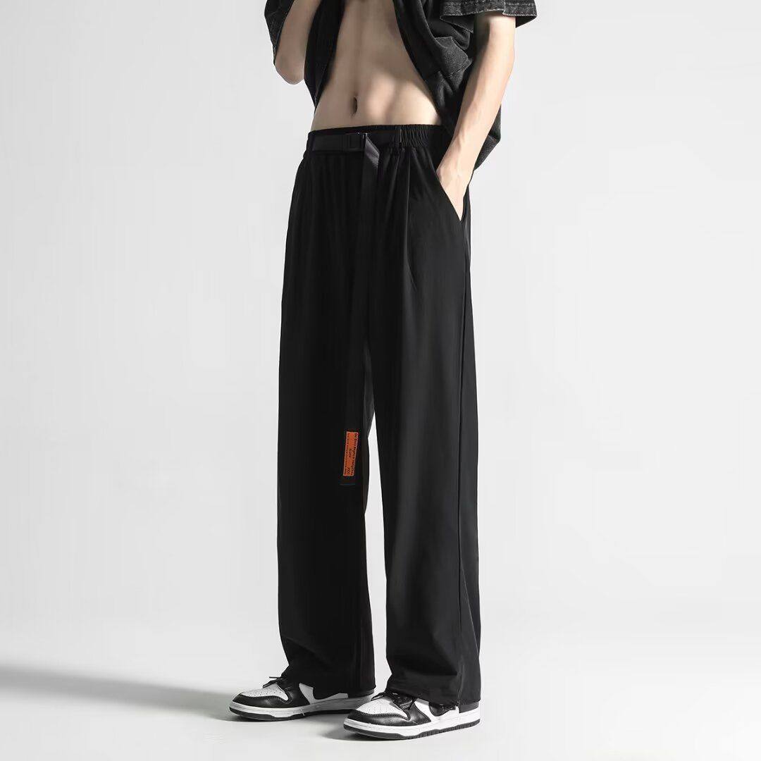 2024新款宽松休闲裤男韩版潮流百搭裤子夏季薄款坠感阔腿拖地长裤,男装,休闲裤,淘宝优惠券,粉丝福利购,淘宝优惠卷
