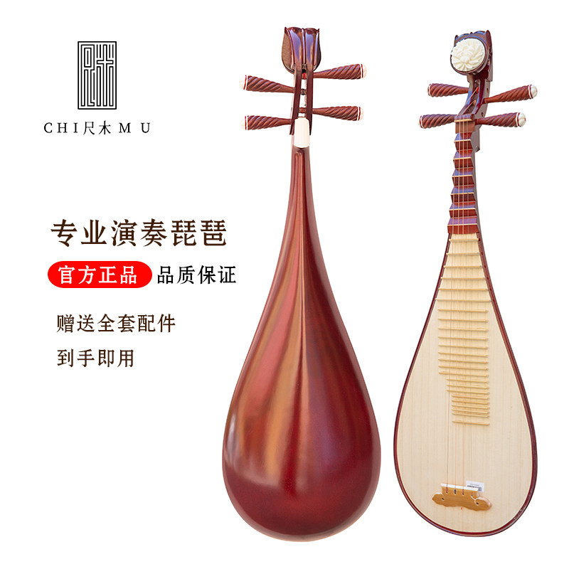 尺木专业演奏琵琶乐器 成人款整木背板手工制作琵琶乐器