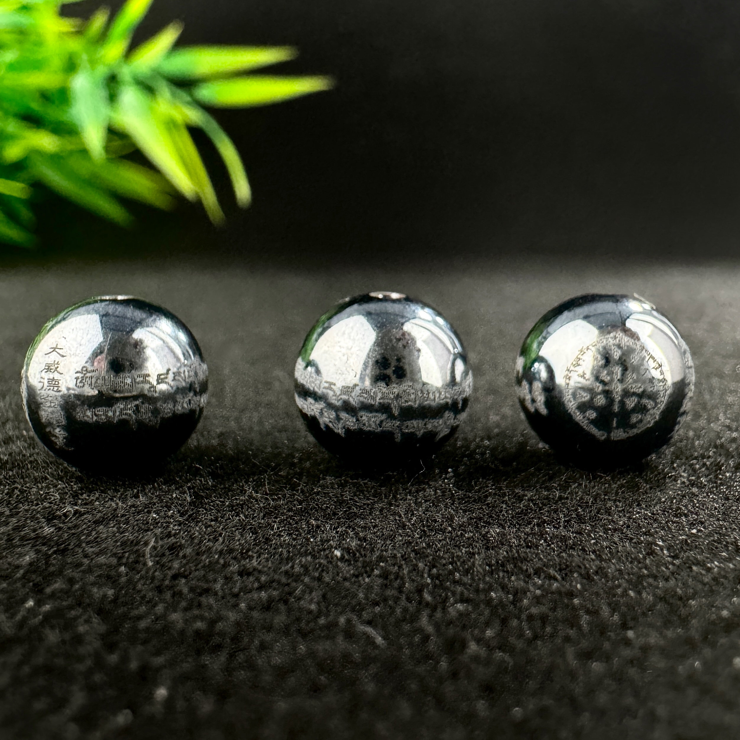刻字圆珠大威德金刚心咒散珠diy手工项链手链太赫兹配珠经文佛珠