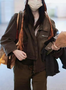 Grailz project GR做旧水洗破坏底特律拉链工装夹克外套欧阳娜娜