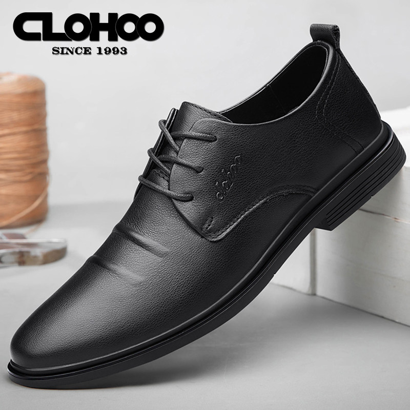 巧乐虎头层牛皮真皮男士休闲皮鞋品质皮鞋系带商务办公室皮鞋子男