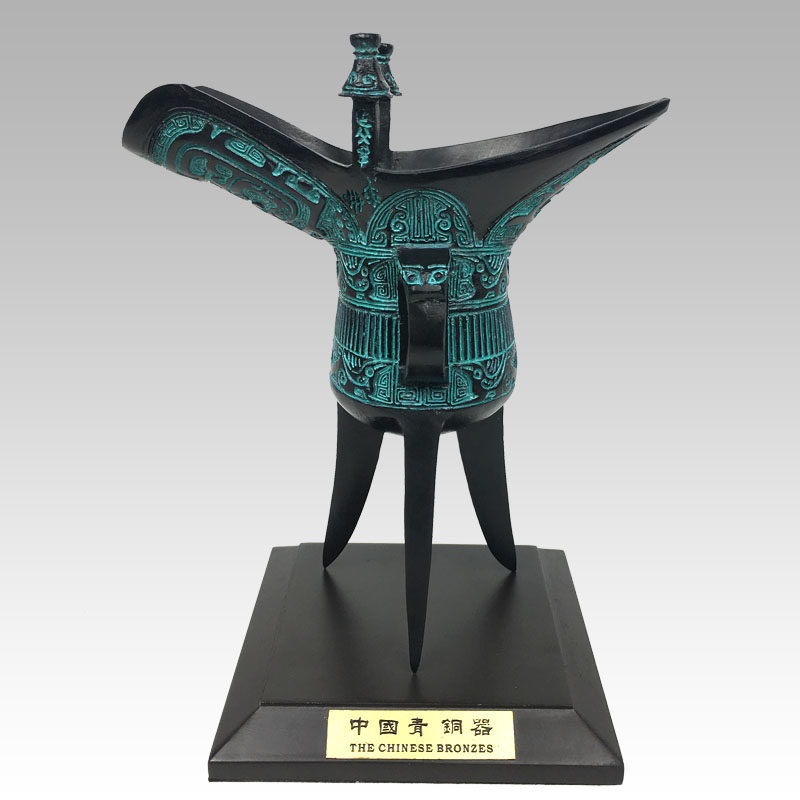 仿古青铜器父辛爵招财摆件纯铜酒樽爵杯酒爵铜爵杯古玩古董办公室_虎窝淘