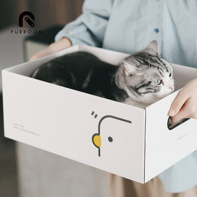 PURROOM小鸡躺平猫抓板猫窝耐磨不掉屑瓦楞纸纸板箱猫咪玩具纸盒