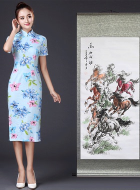 徐悲鸿八骏图卷轴画马到成功国画骏马挂画客厅办公室装饰画已装裱