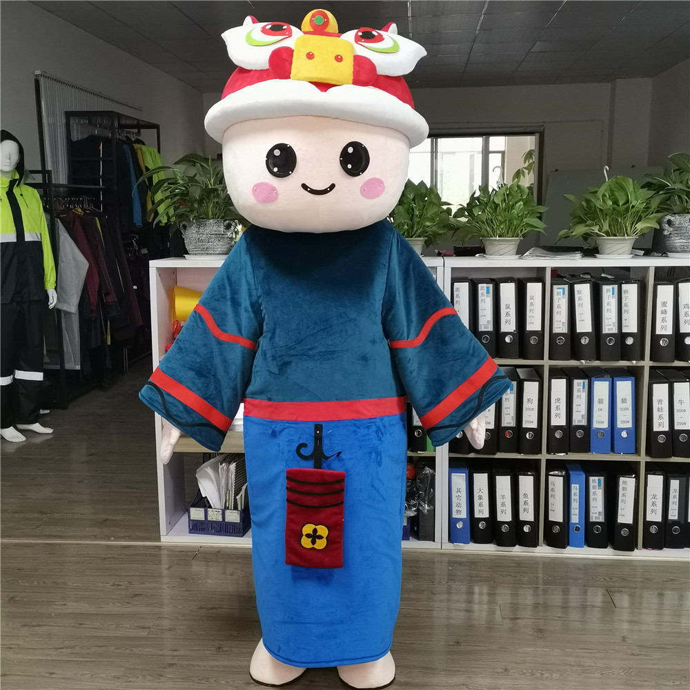 定制动漫散财童子虎头娃娃人穿戴卡通人偶装扮巡演出布偶衣服装