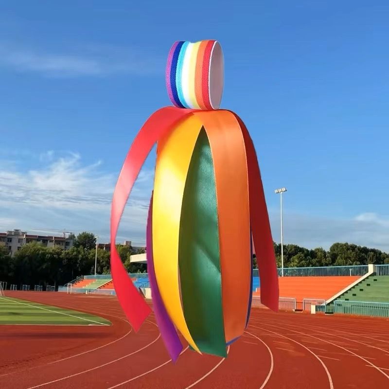 儿童表演彩虹手腕铃铛花舞台演出六彩手腕丝带学生运动会手饰彩带