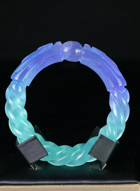 缅甸高冰阳绿老翠玉飘花手镯老翡翠玉双色绞丝百搭双龙纹手环玉镯