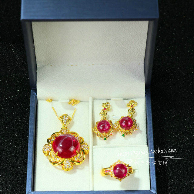 精品星光宝石项链耳环三件套组合套装女款复古时尚百搭首饰品