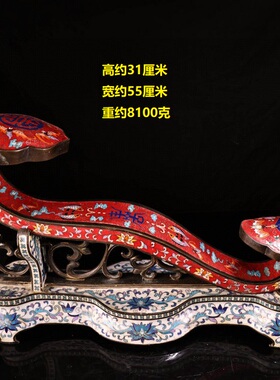 古玩铜胎景泰蓝吉祥如意摆件全铜鎏金珐琅彩五福临门乔迁商务礼品