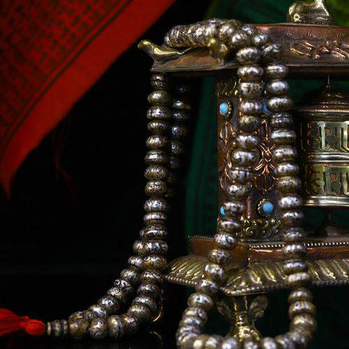 西藏传老珍珠项链手链算盘珠精雕六字真言藏式108佛珠念珠手持链