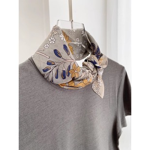 2025新款丝毛围巾时尚气质百搭桑蚕丝披肩灰黄色护颈领巾亲夫透气