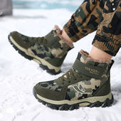 秋冬新款 子大童雪地靴 小孩迷彩鞋 儿童加绒休闲运动鞋 男童保暖棉鞋
