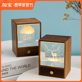 木质盒方形水晶球麋鹿云朵创意生日