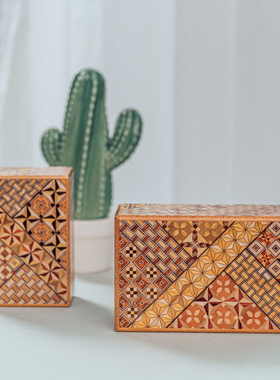 日本寄木细工秘密箱日式机关盒子解密首饰盒小型饰品盒生日礼物女