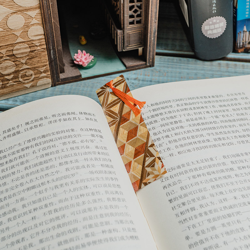 日本寄木细工书签高档精致高颜值木质日式文艺复古创意文具礼物女