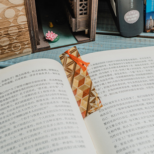 日本寄木细工书签高档精致高颜值木质日式文艺复古创意文具礼物女