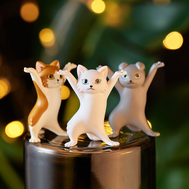 qualia猫咪盲盒第三弹笔架抬棺妖娆猫笔架猫咪傻猫抖音萌猫摆件