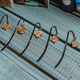 日本进口寄木细工高级书签木质日式文艺创意文具生日礼物送同学女