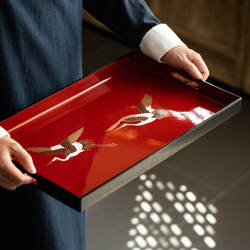 日本进口非遗漆器茶盘脱胎大尺寸漆盘高端日式家用大漆托盘工艺品