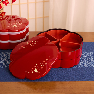 日本进口山中漆器果盘高端精致高颜值樱花新年过年坚果盒家用客厅