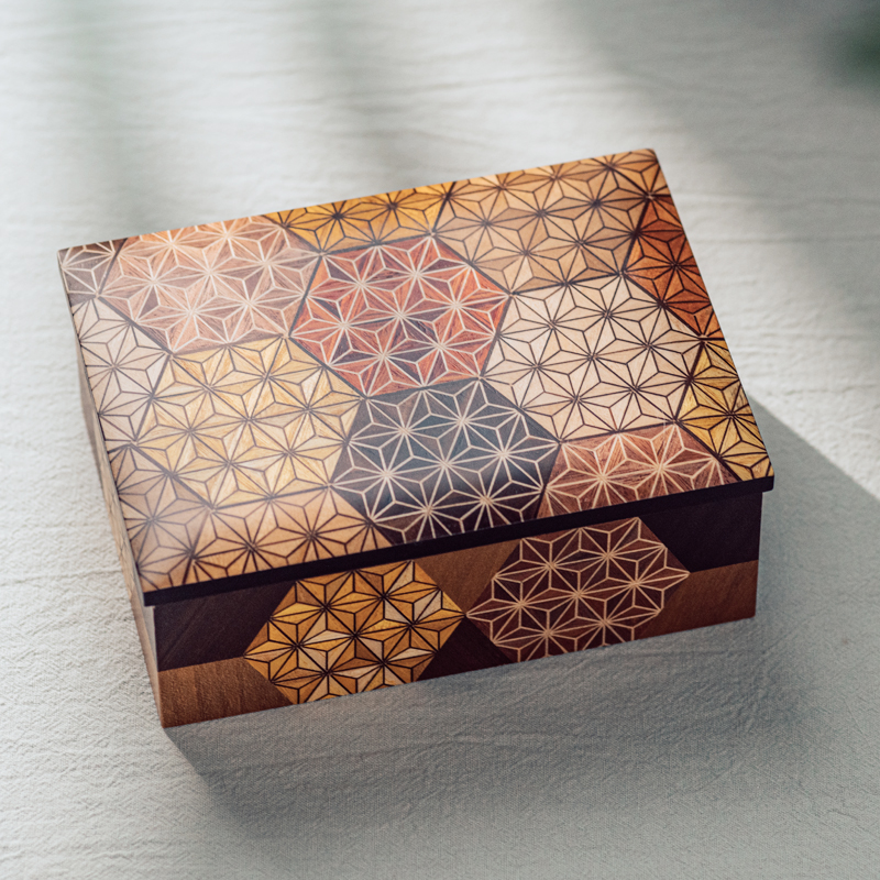 日本进口寄木细工首饰盒复古珠宝置物盒日式生日情人礼物女友闺蜜
