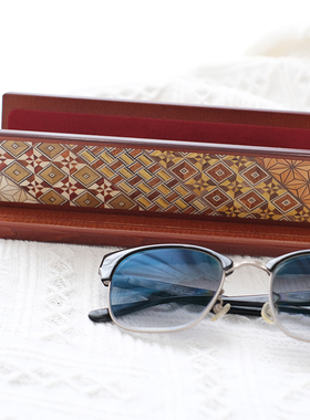 日本寄木细工床头眼镜收纳神器高端木质手工2025新款眼镜盒高级感