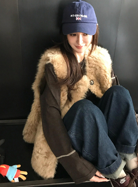 欧尼秋冬环保皮草羊羔毛毛马甲外套女仿托卡皮毛一体保暖坎肩马夹