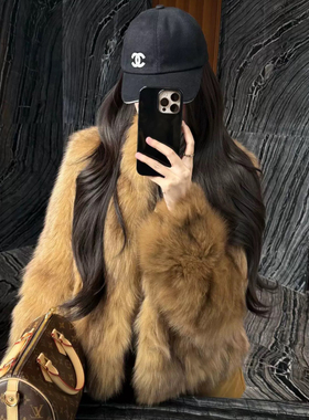 高级感仿狐狸毛皮草外套女短款冬季新款时尚洋气皮毛一体毛毛上衣