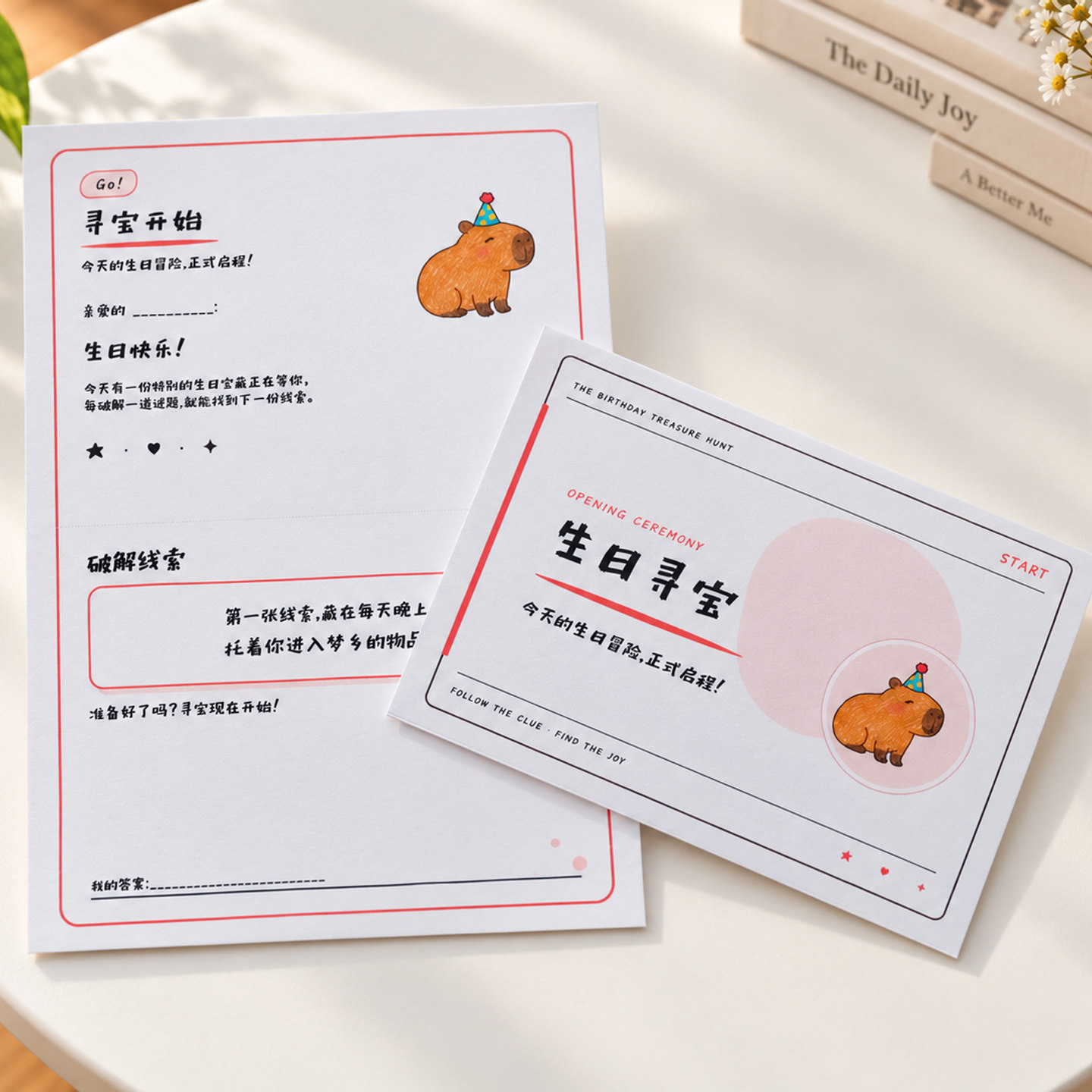 家庭生日派对闯关任务卡片寻宝游戏互动惊喜生日礼物送少儿童探险