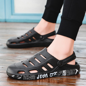 不漏露脚趾休闲鞋 夏季 子下雨天百搭配短裤 拖鞋 男士 开车穿包头凉鞋