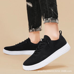 白底黑面运动鞋男女同款一脚蹬高弹袜子鞋针织布鞋厚底休闲板鞋38