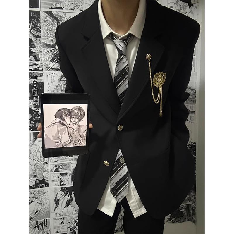 dk制服西装套装春秋季高中大学生英伦风休闲痞帅毕业西服外套班服