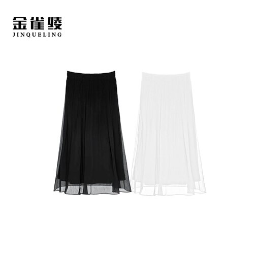 金雀绫【霓裳】设计感休闲百搭纯色加宽加大半身裙SZA2Q334