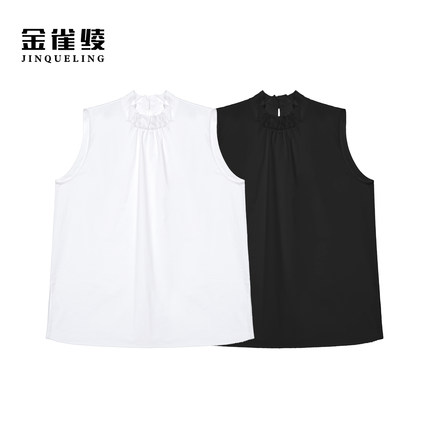 金雀绫【】设计款简约纯色立领加宽加大背心SZA1SW842