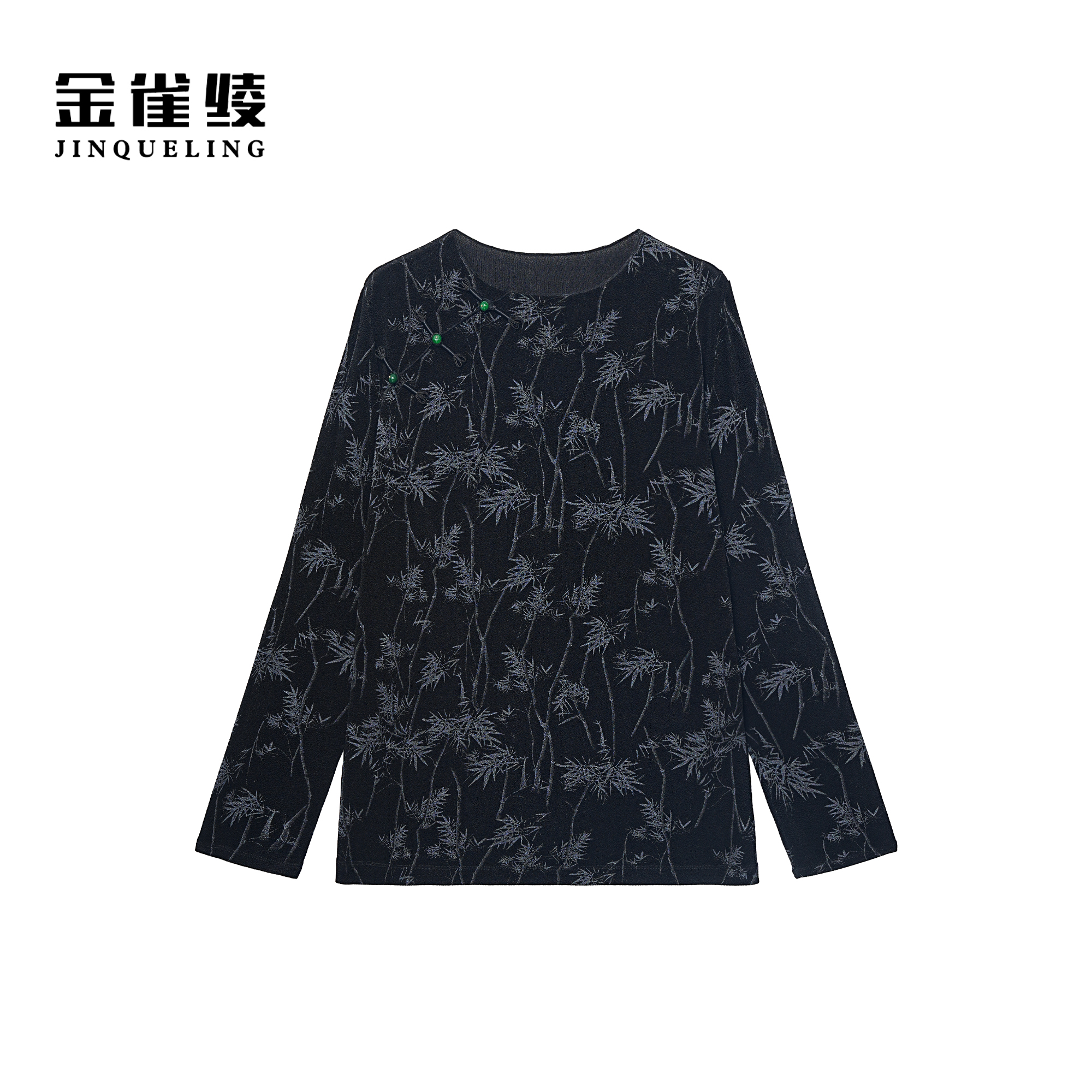 金雀绫【风竹细语】弹力醋酸设计师新中式款加宽衬衫SZA3SL732