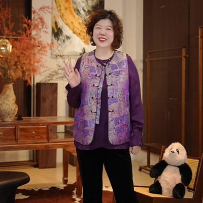 金雀绫【周游列国】100桑蚕丝新中式国风加宽加大马夹SZA1TL848