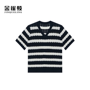 交响曲 针织衫 简约时尚 大码 SZAK1SHY36 条纹女装 金雀绫