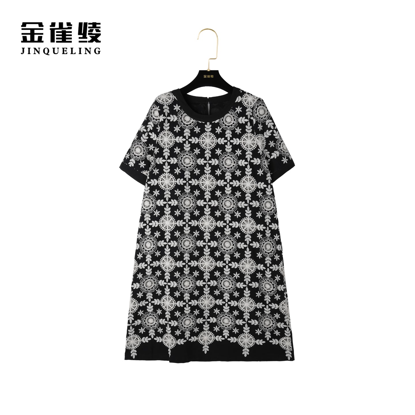 金雀绫【万花筒】夏季款显瘦时尚女士潮流宽松连衣裙AL6046