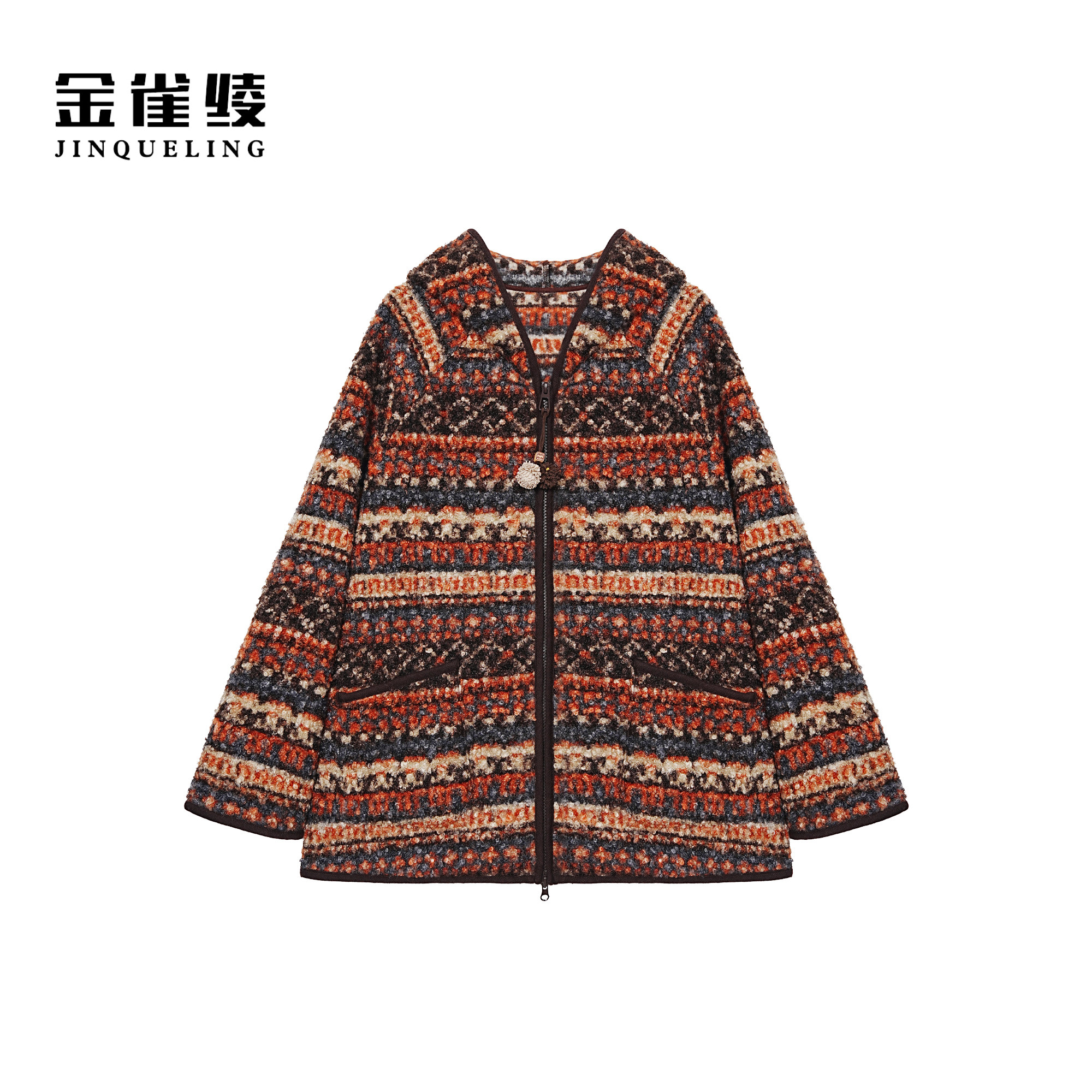 金雀绫【温暖小姐姐】复古民族风费尔岛系列加宽外套SZA4TY837