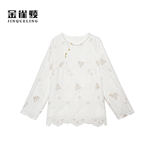 织金工艺蕾丝加宽衬衫 金雀绫 新中式 设计款 SZA3SY792 白露凝霜